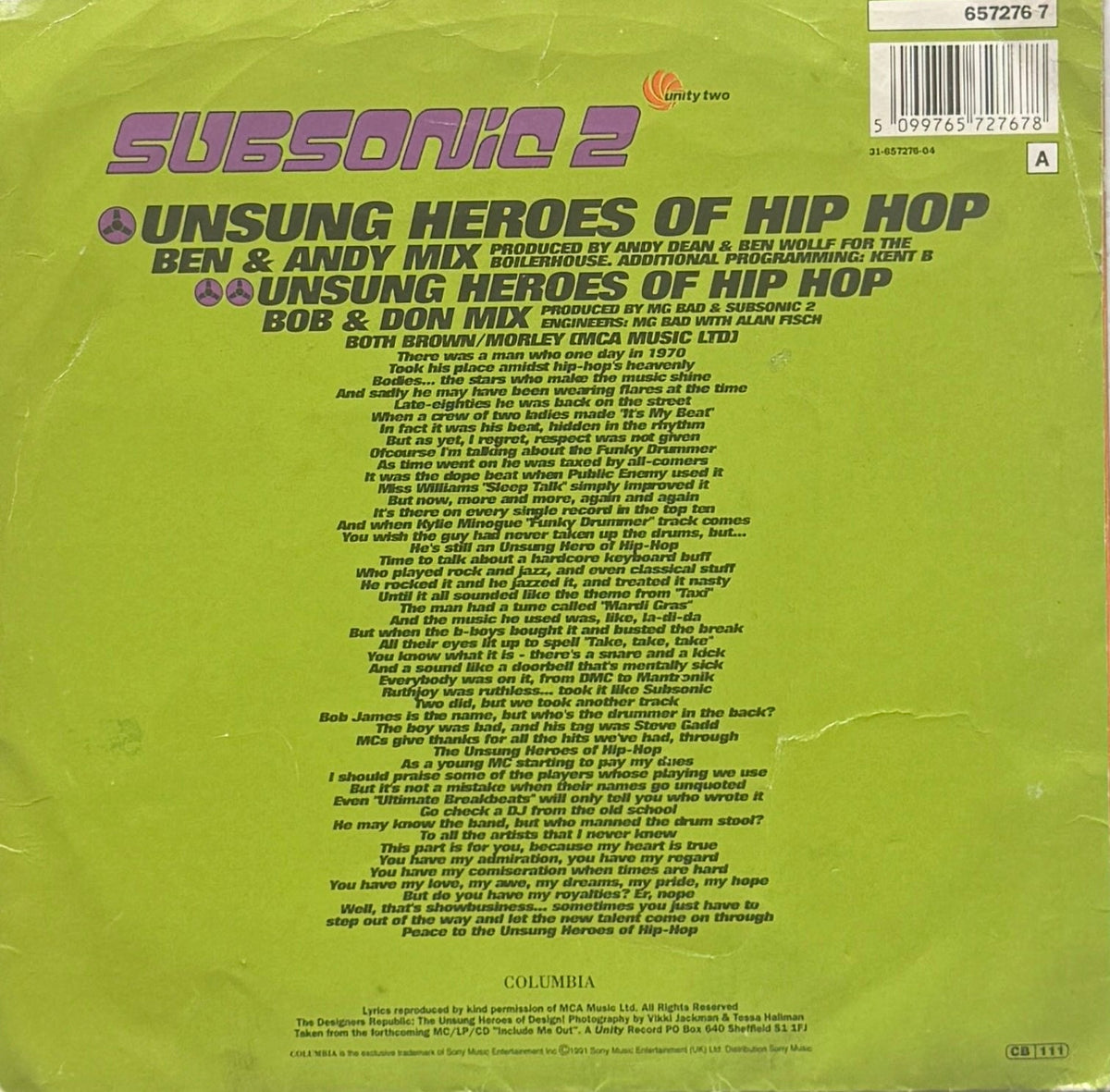 Subsonic 2 – Unsung Heroes Of Hip Hop 1991