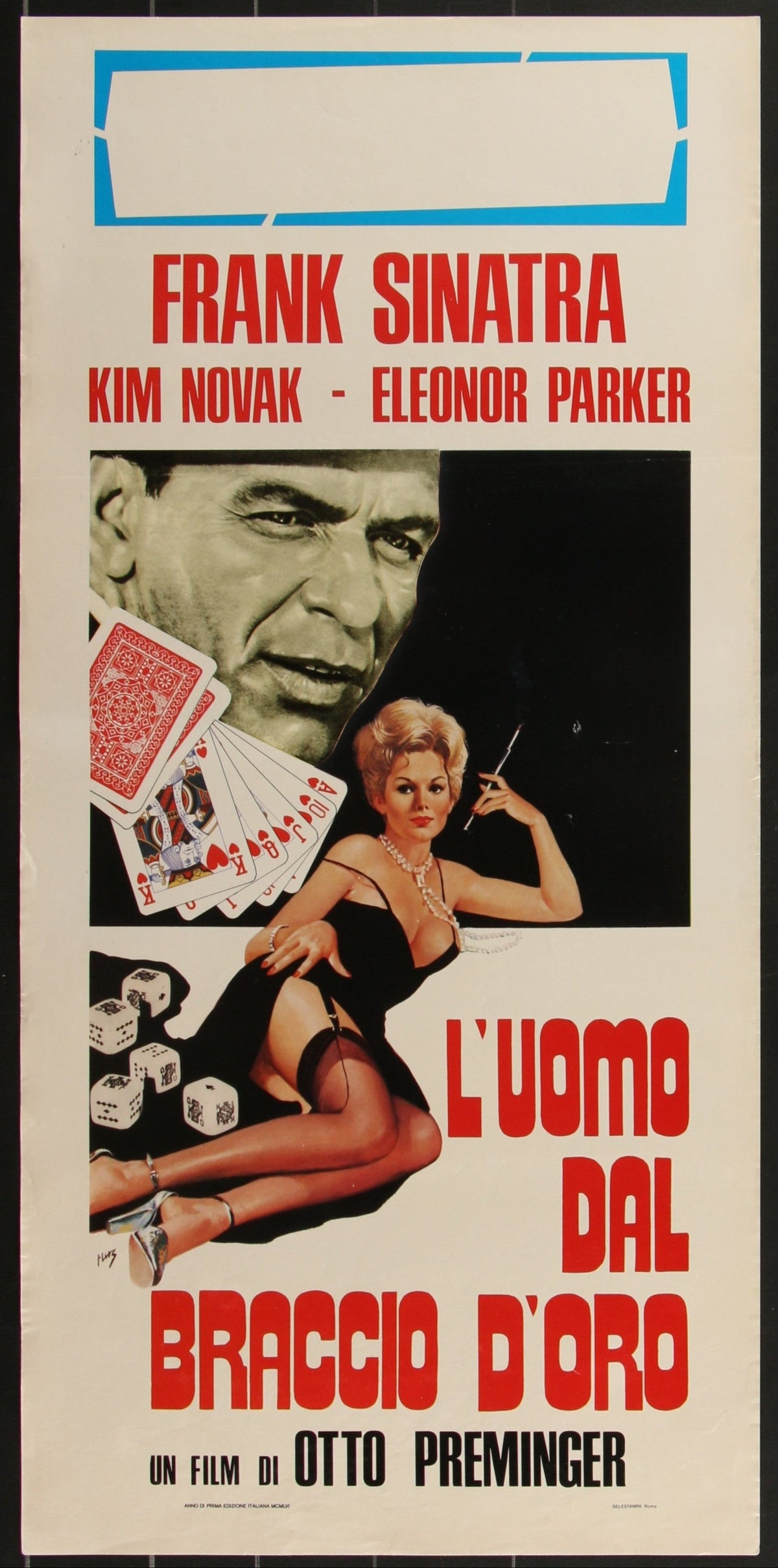 The Man With The Golden Arm (1956) Original Italian Locandina Movie Poster