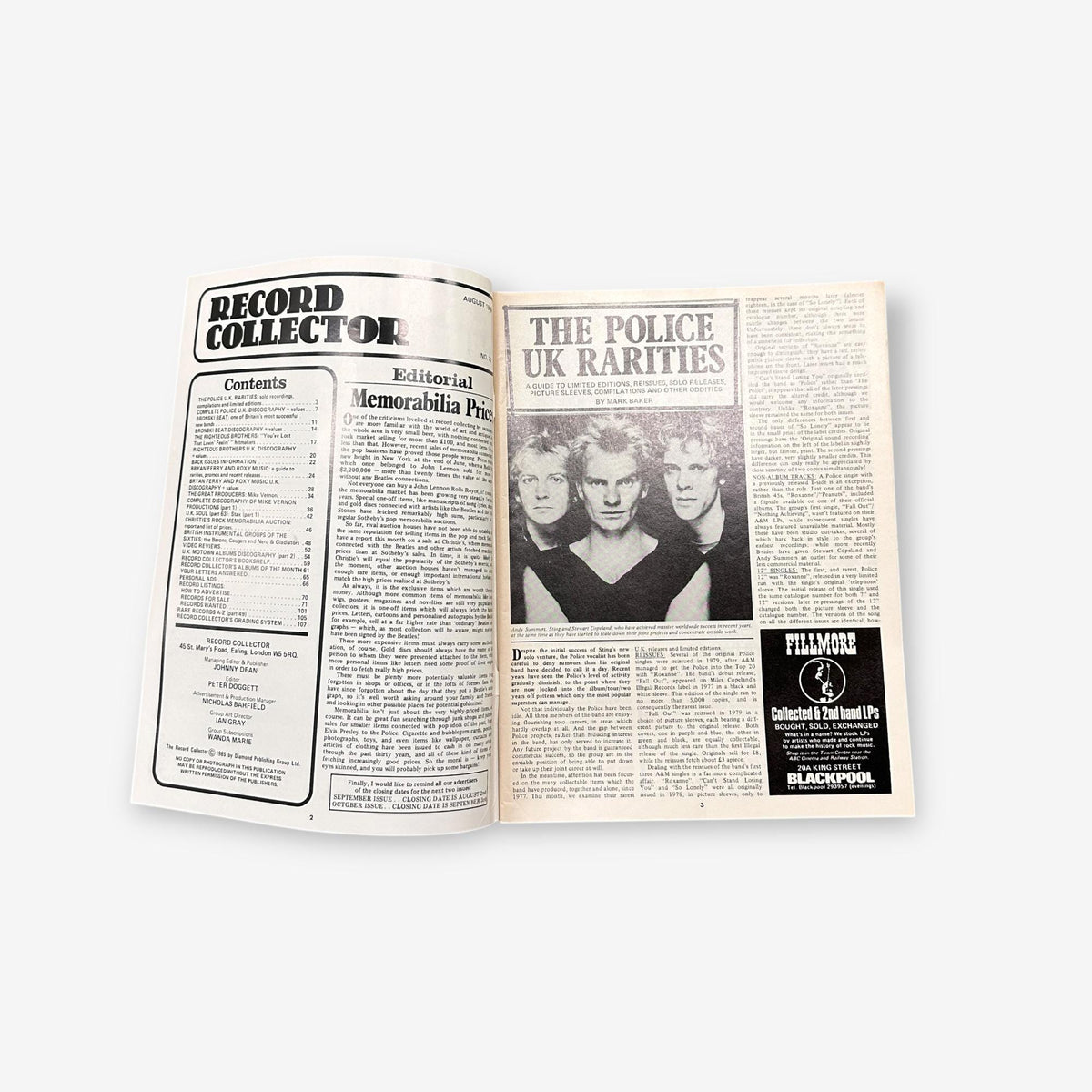 1985 The Police - U.K. Rarities - Record Collector Magazine No. 72