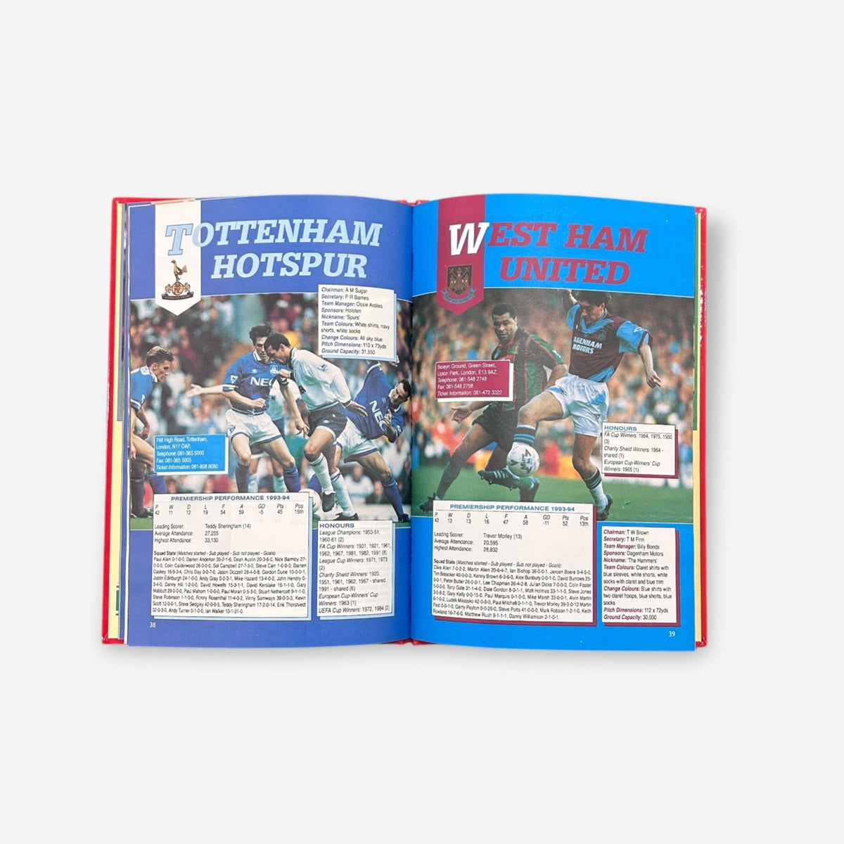 The Official F.A Premier League Annual Hardback Book (Tony Lynch) 1994