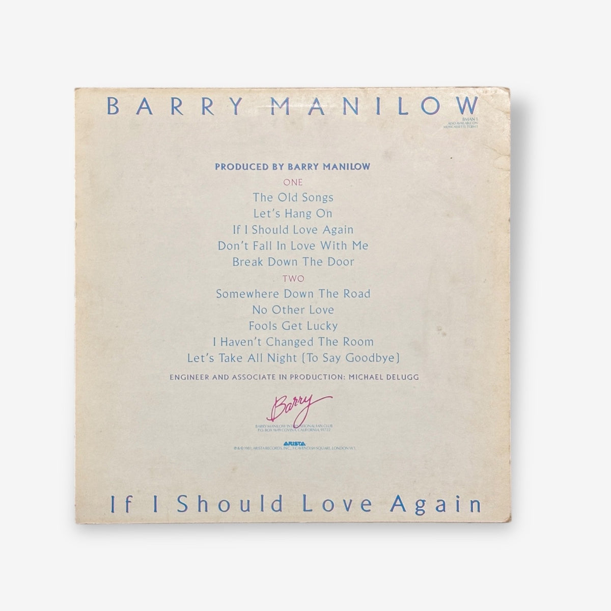 Barry Manilow - If I Should Love Again Vinyl Record 1981