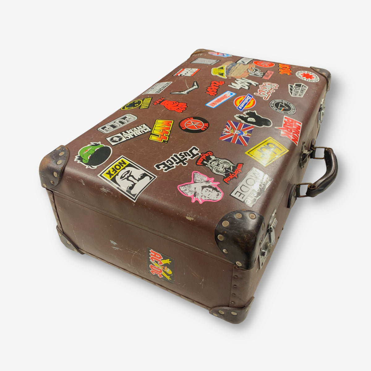Vintage Globe-Trotter Band & Music Sticker Suitcase
