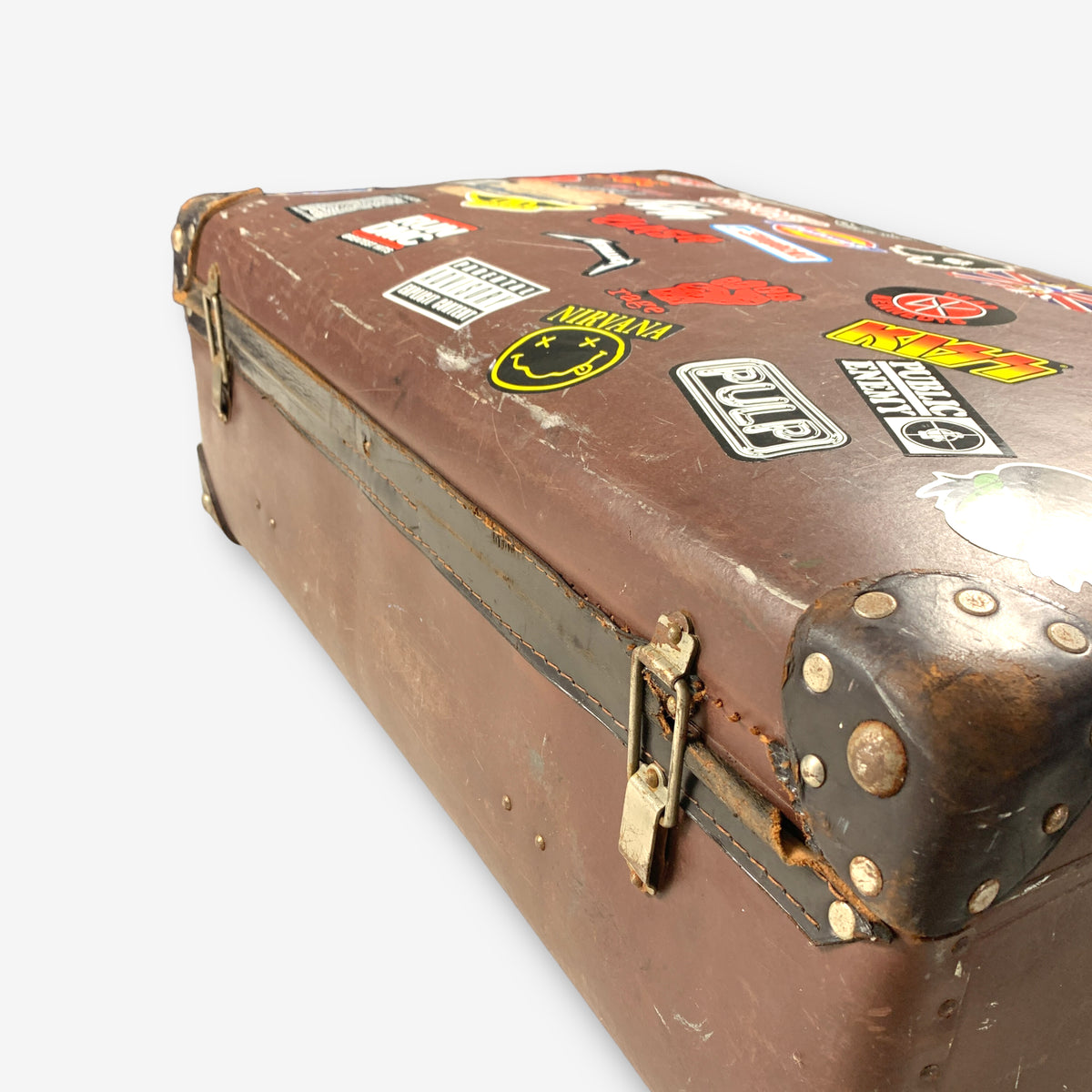 Vintage Globe-Trotter Band & Music Sticker Suitcase