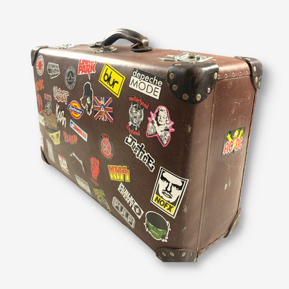 Vintage Globe-Trotter Band & Music Sticker Suitcase