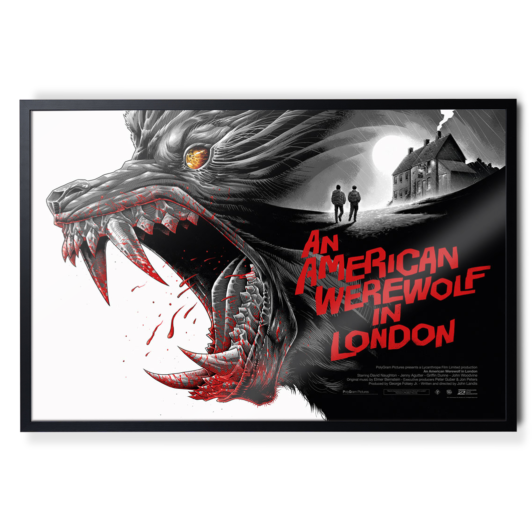 Officially Licensed - An American Werewolf In London Print Framed 24x36 Inch Poster - Black
