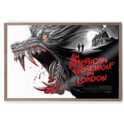 Officially Licensed - An American Werewolf In London Print Framed 24x36 Inch Poster - Natural Oak