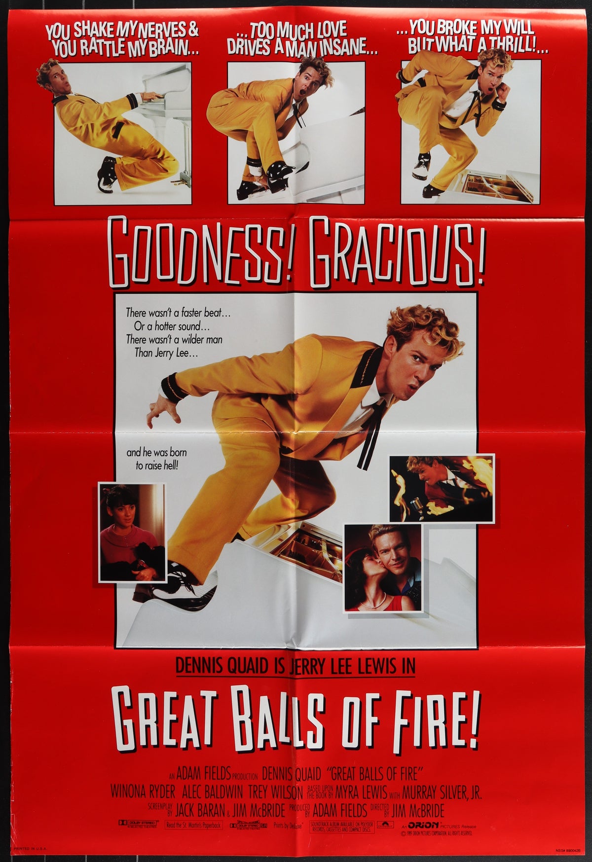 Great Balls Of Fire (1989) Original US One Sheet Movie Poster