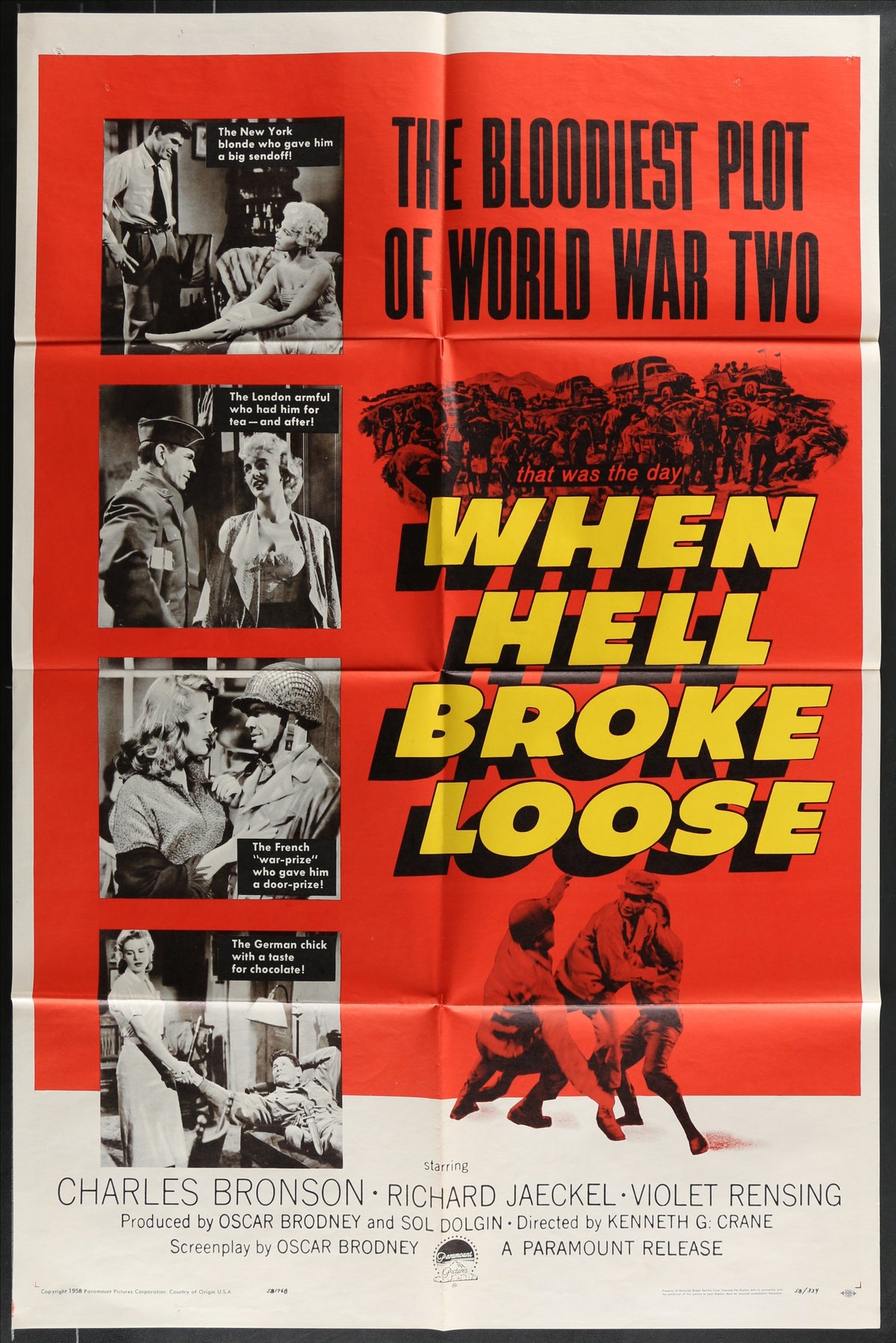 When Hell Broke Loose (1958) Original US One Sheet Movie Poster