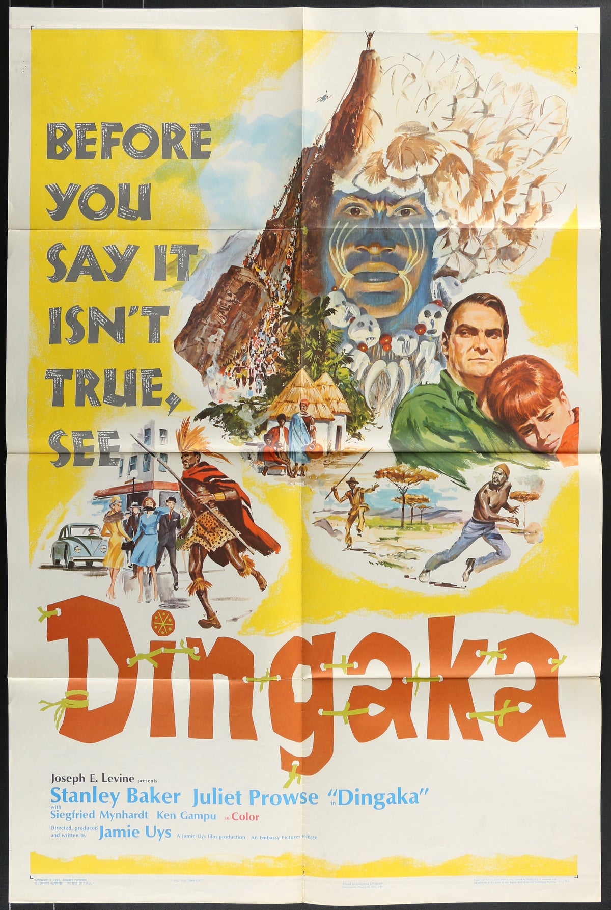 Dingaka (1965) Original US One Sheet Movie Poster
