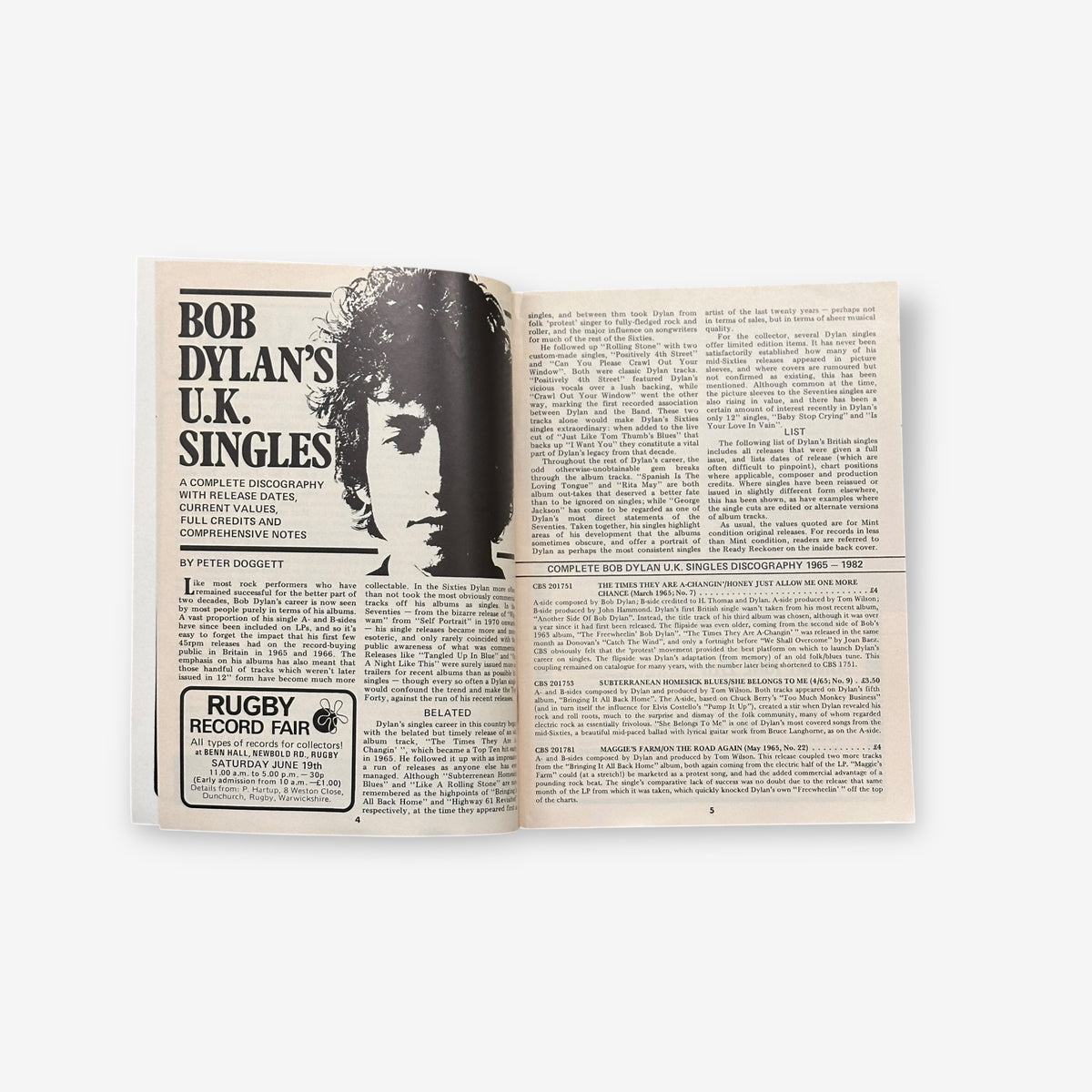 1982 Bob Dylan - The Who's Albums - Record Collector Magazine No.34