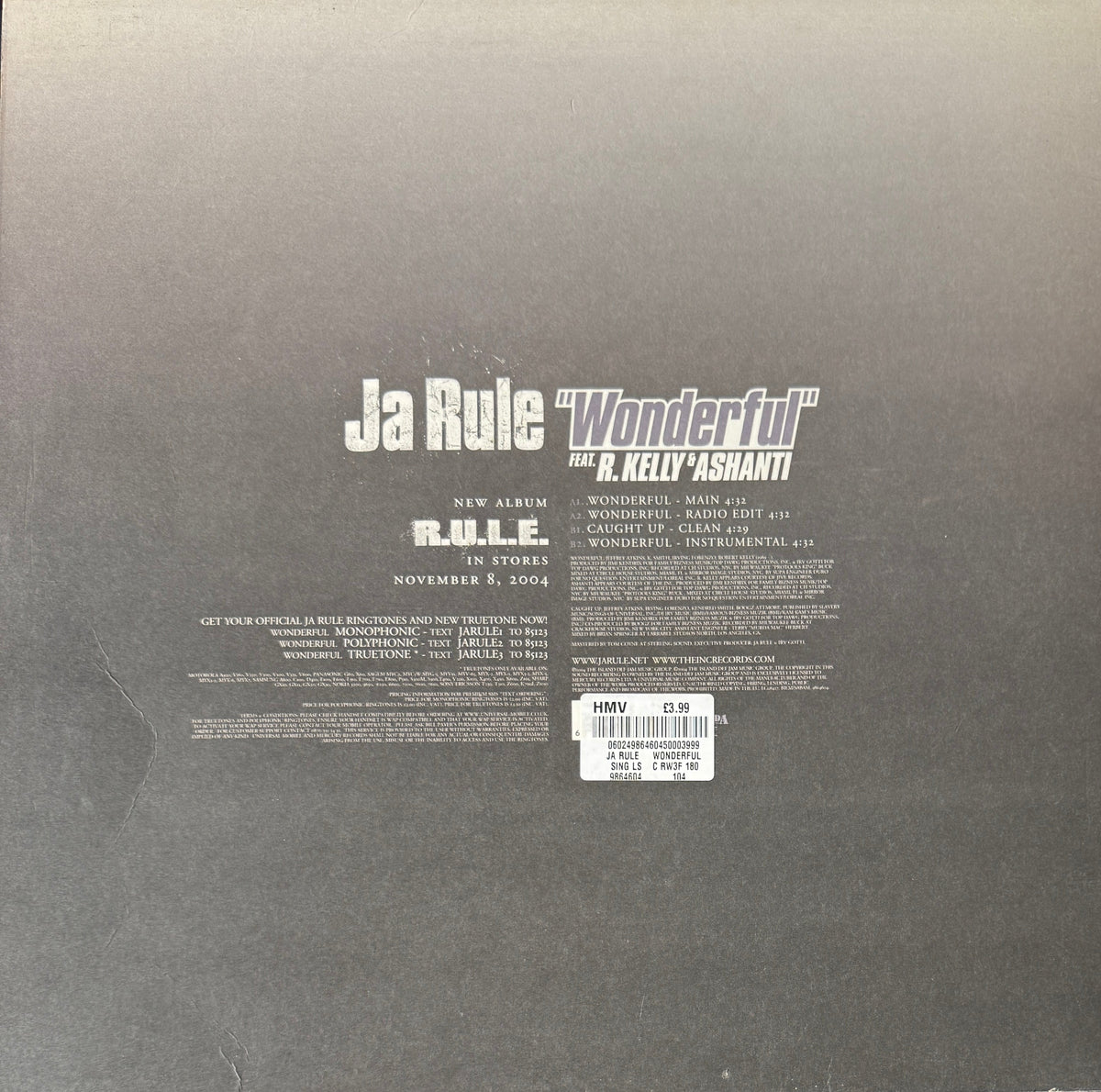 Ja Rule feat. R. Kelly &amp; Ashanti – Wonderful (2004) – 12" Hip Hop Vinyl
