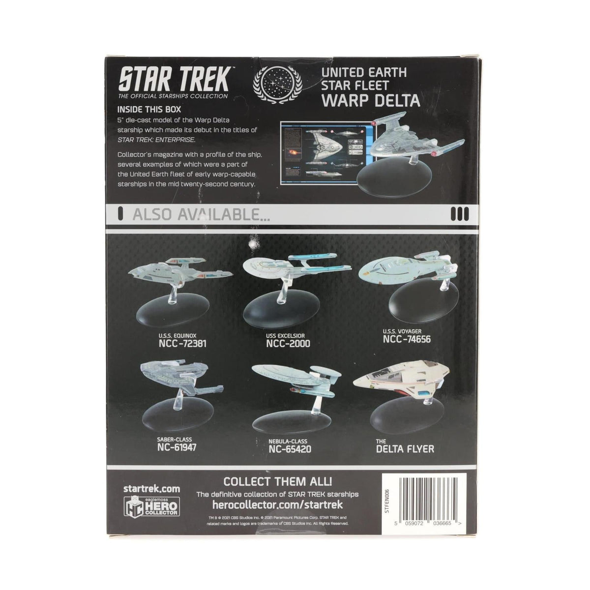 #82 United Earth Starfleet Warp Delta Model Diecast Ship Window Box (Eaglemoss / Star Trek)