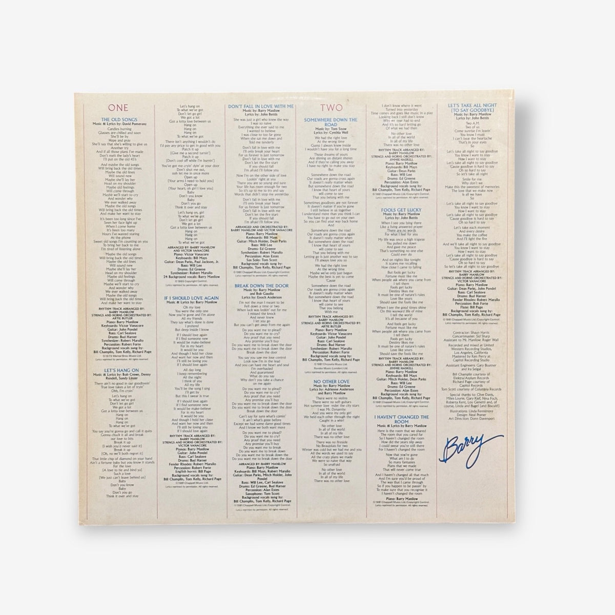 Barry Manilow - If I Should Love Again Vinyl Record 1981
