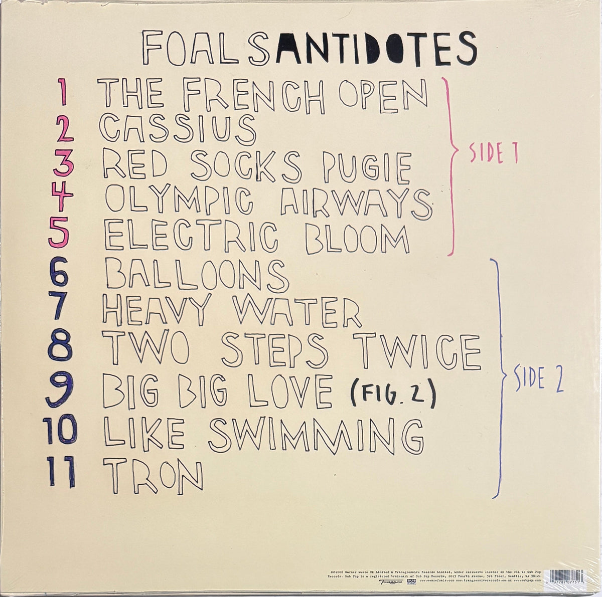 Foals – Antidotes (Vinyl LP, 2008 US Original Pressing, Sub Pop / Transgressive)