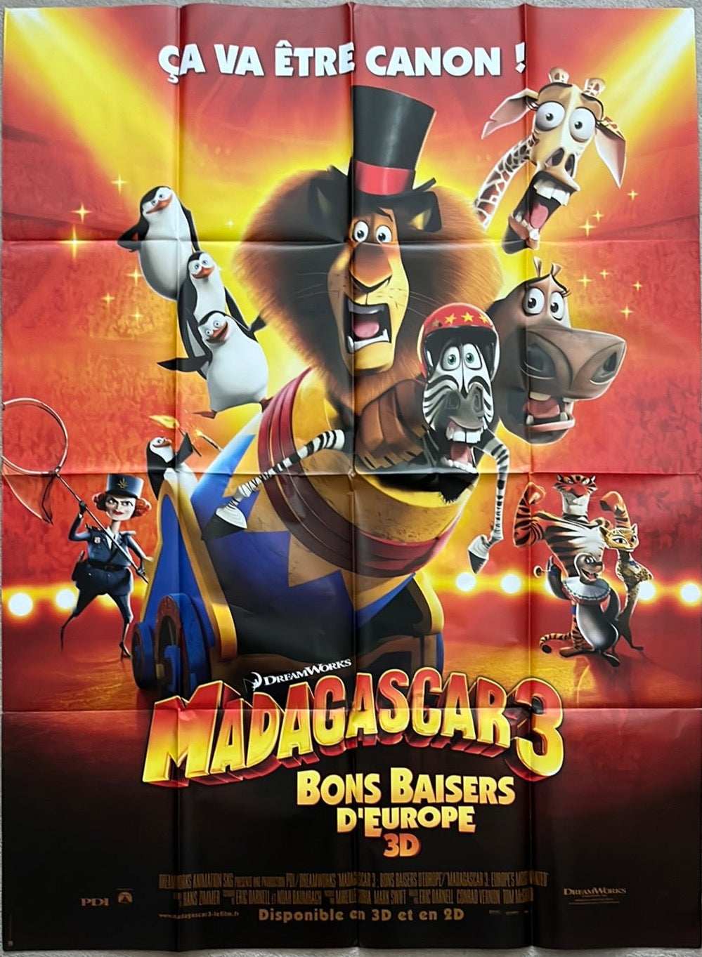 Madagascar 3 - Europe's Most Wanted (2012) Original French One Panel Cinema Poster