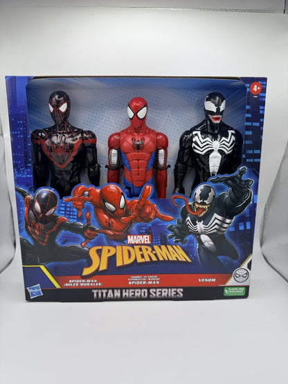 Marvel Spider-Man Titan Hero Series 3 Pack. Miles Morales, Spider-Man Venom