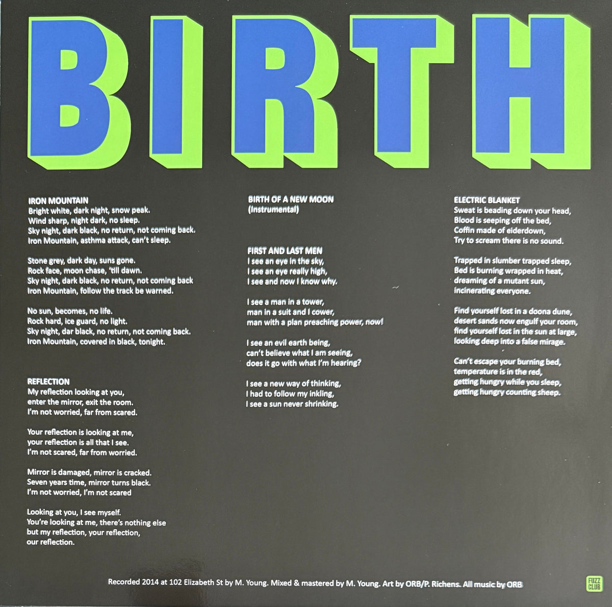 ORB – Birth – Fuzz Club Records – 2025 Vinyl